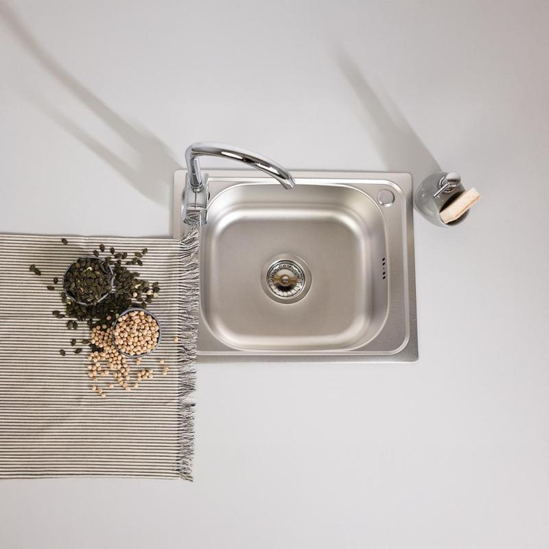 Ausmann Basic Leinenmuster Edelstahl-Spüle 50x40 cm inkl. Siphon,Oberflächen-Einbau 1208956977