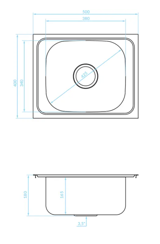 Ausmann Basic Leinenmuster Edelstahl-Spüle 50x40 cm inkl. Siphon,Oberflächen-Einbau 1208956977