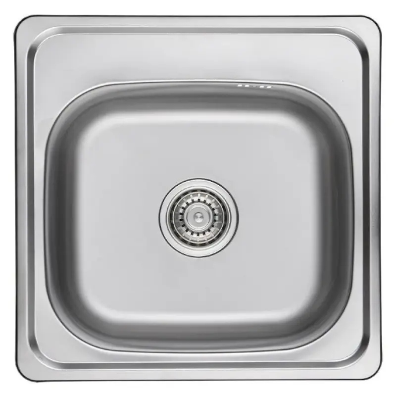 Ausmann Basic Edelstahl-Spüle 48x48 cm mit Hahnlochbank, inklusive Siphon, Oberflächen-Einbau 1208957000