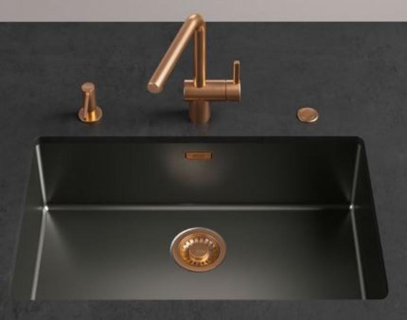 Franke Mythos Masterpiece Korbsteckerset Gold mit Überlauf 112.0652.898