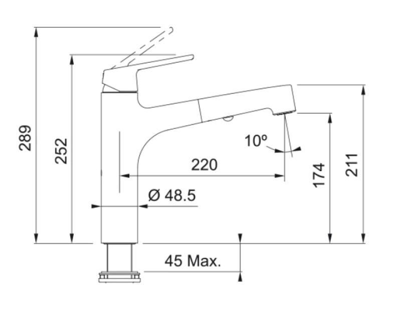 Franke Lift Küchenarmatur Schwarz matt mit ausziehbarer Brause 115.0621.670