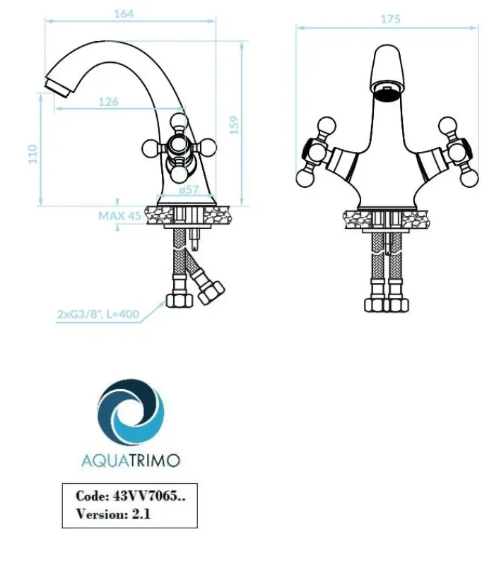 Aquatrimo Vivaldi  Classic Waschtischarmatur Chrom 43VV7065CM