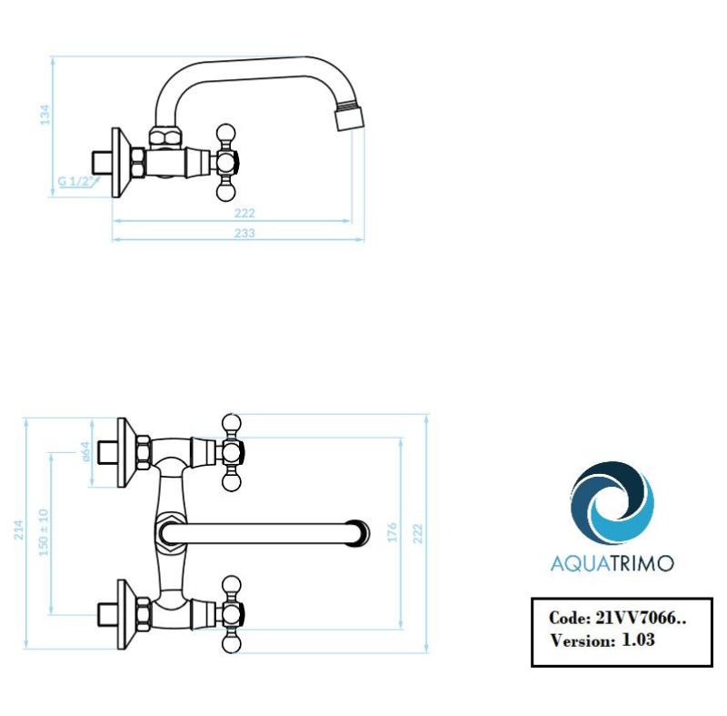 AquaTrimo Vivaldi klassische Wand-Küchenarmatur mit Auslauf, Bronze 21VV7066BN