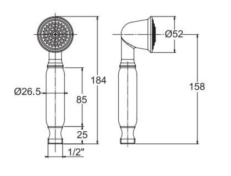PB Classic Handbrause mit weißem Griff Bronze 1208957104