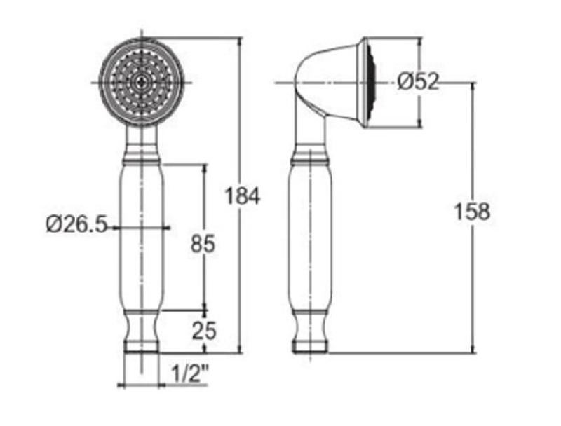 PB Classic Handbrause mit weißem Griff Edelstahl 1208957105