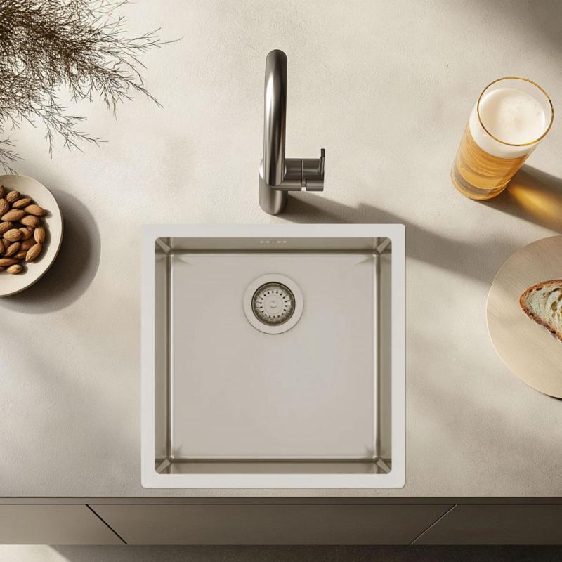 Ausmann Oder Edelstahlspüle 40x40cm flächenbündig, Unterbau und aufliegend, extra tief 22cm 1208957112