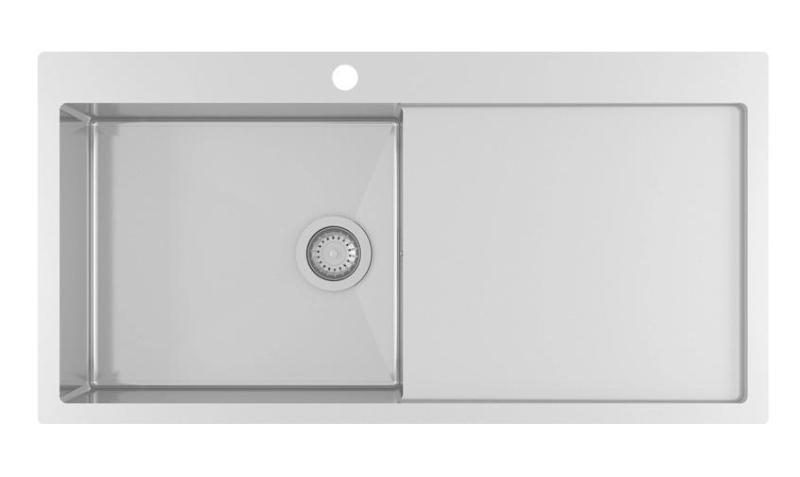 Ausmann Oder Blue große Edelstahlspüle 100x51cm, flächenbündig und Oberflächen-Einbau, mit Abtropffläche 1208957124