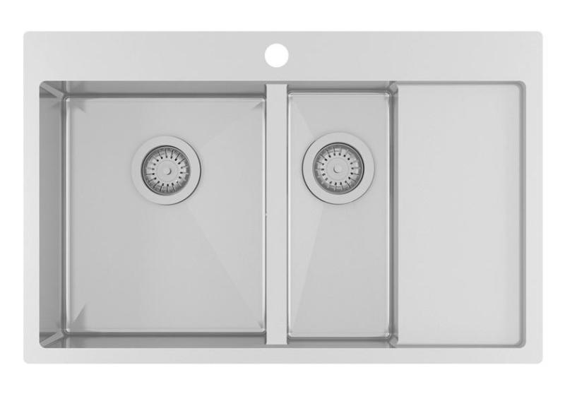 Ausmann Oder Blue 1.5 Edelstahlspüle 78x50cm, flächenbündig und Oberflächen-Einbau, mit Abtropffläche 1208957126