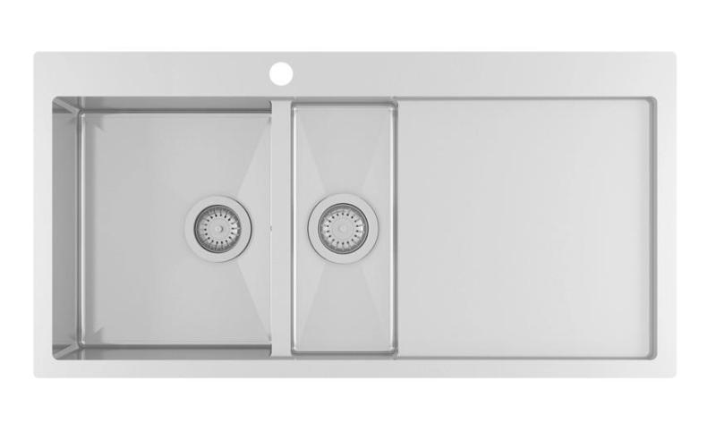 Ausmann Oder Blue 1.5 Edelstahlspüle 100x51cm, flächenbündig und Oberflächen-Einbau, mit Abtropffläche 1208957128