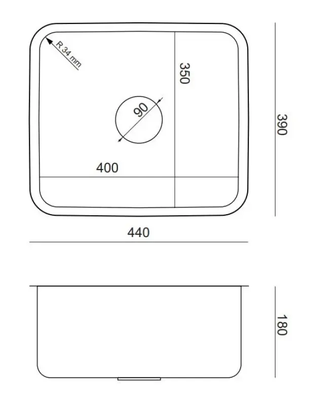 Aquadesign Oxford Edelstahl-Spülbecken 40x35cm, Unterbau 1208957204