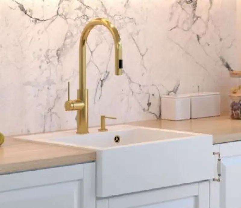 Quadri Farmhouse ländliches Granit-Spülbecken, Zwischen- oder Oberflächen-Einbau, Matt-Weiß, 595x540mm 1208957209