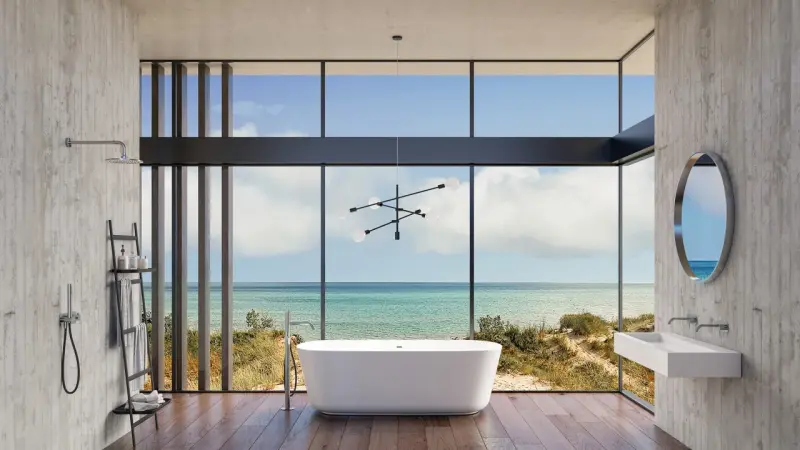 AquaTrimo Acciaio freistehende Badewannenarmatur mit Handbrause Edelstahl 1208957285