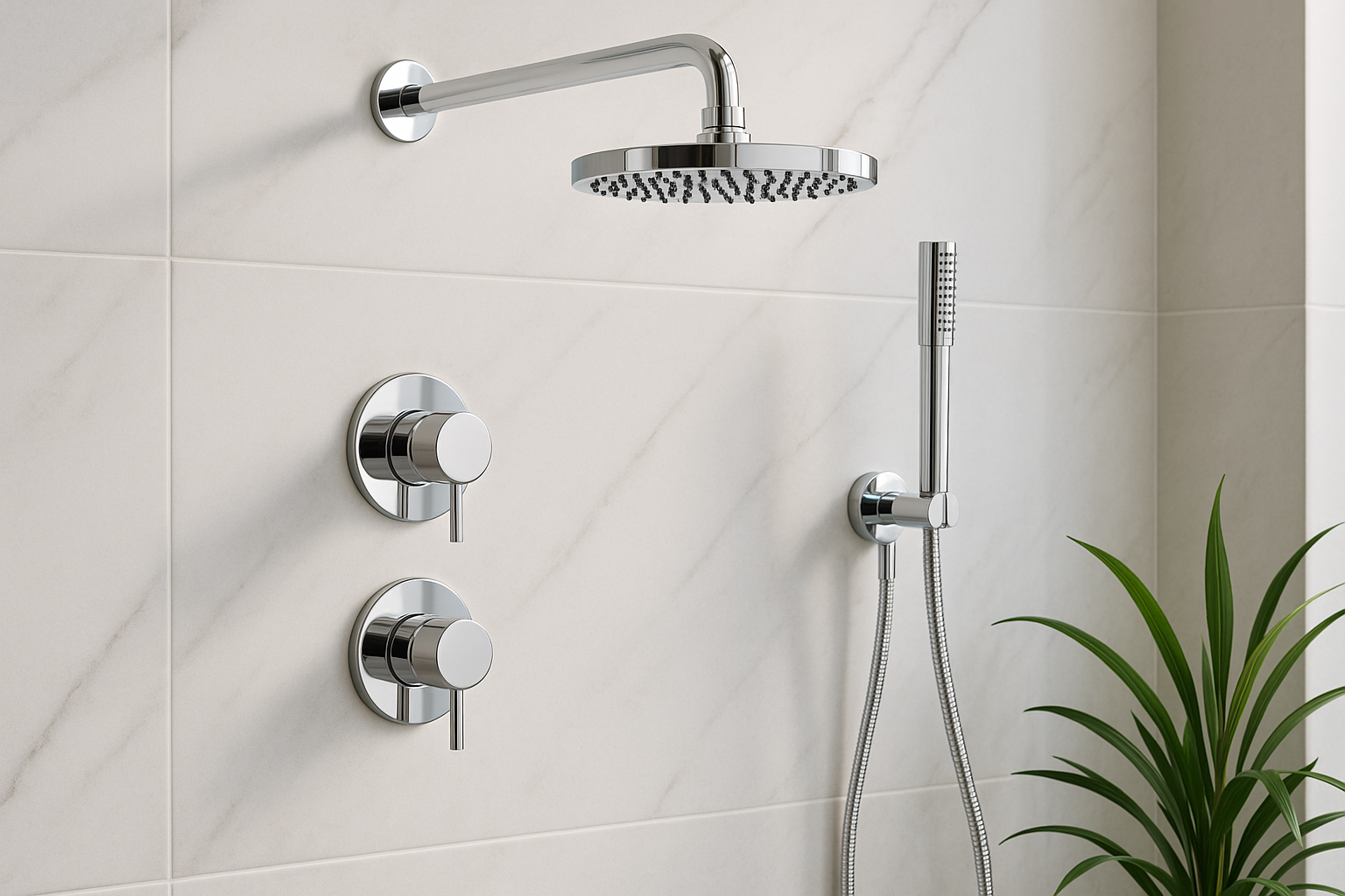 Waterevolution Flow Unterputz-Duschset Chrom mit Thermostat Regendusche und Handbrause 1208957343