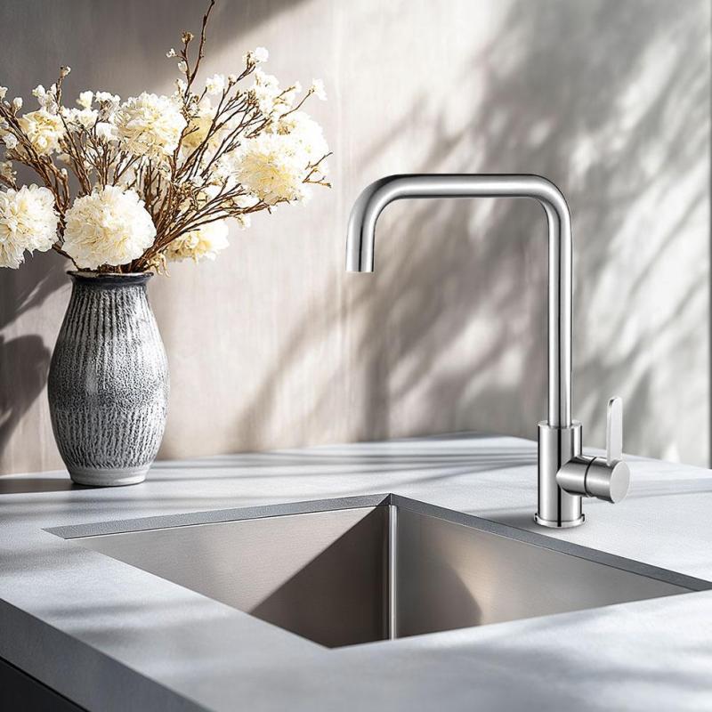 AquaTrimo Solid Küchenarmatur aus massivem Edelstahl mit schwenkbarem Auslauf 21SL7370SS