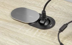 Indux Slide Küchen-Einbausteckdose Stift-Erdung Typ E in Arbeitsplatte mit USB und Steckdose Farbe Edelstahl 1208957392