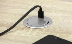 Indux Cover Einbau-Küchensteckdose in Arbeitsplatte Stift-Erdung Typ E mit USB und Steckdose Farbe silber 1208957394