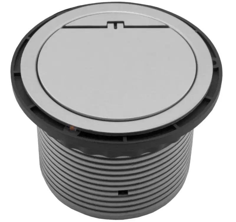 Indux Cover Einbau-Steckdose Silber in Arbeitsplatte mit Stift-Erdung Typ E, mit 2 usb Anschlüssen 1208957399