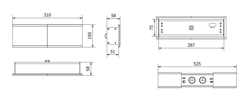 Indux Slide max Einbau-Küchensteckdose in Arbeitsplatte mit USB-A, HDMI, RJ45 und USB-C, Farbe: mattschwarz 1208957430