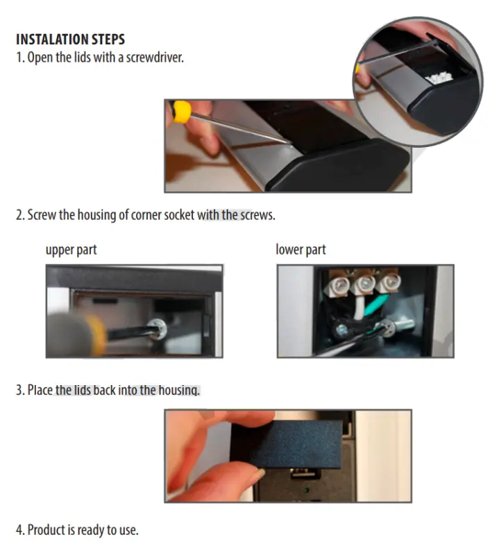 Indux Eck-Küchensteckdose mit 4 Steckdosen Erdung Typ F, 1208957432