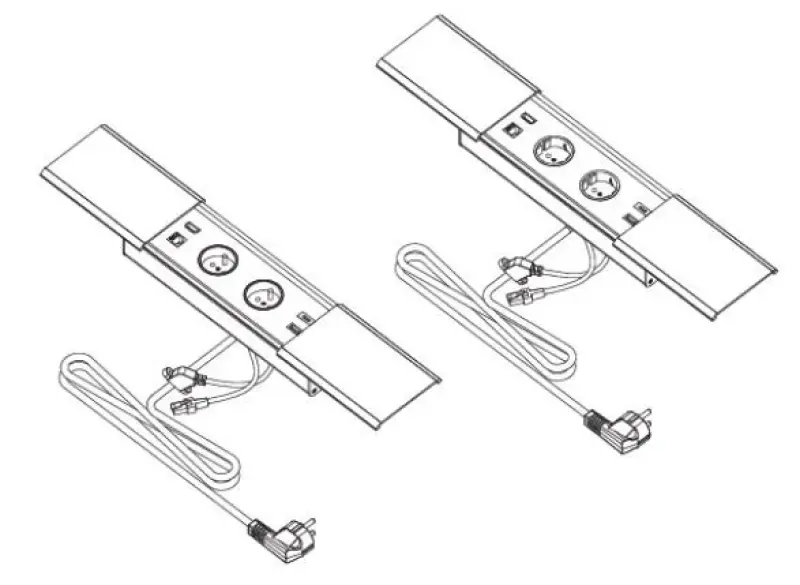 Indux Slide max Kücheneinbausteckdose Stift-Erdung Typ E, in Arbeitsplatte mit USB-A, HDMI, RJ45 und USB-C Farbe mattweiß 1208957440