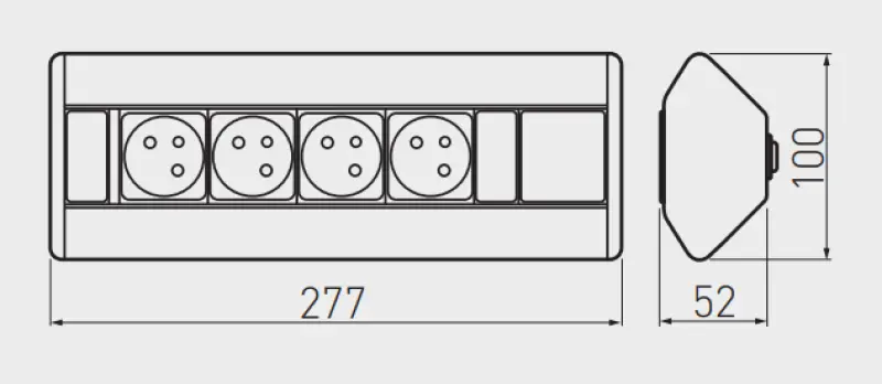 Indux Eck-Küchensteckdose Stift-Erdung Typ E, mit 4 Steckdosen 1208957443
