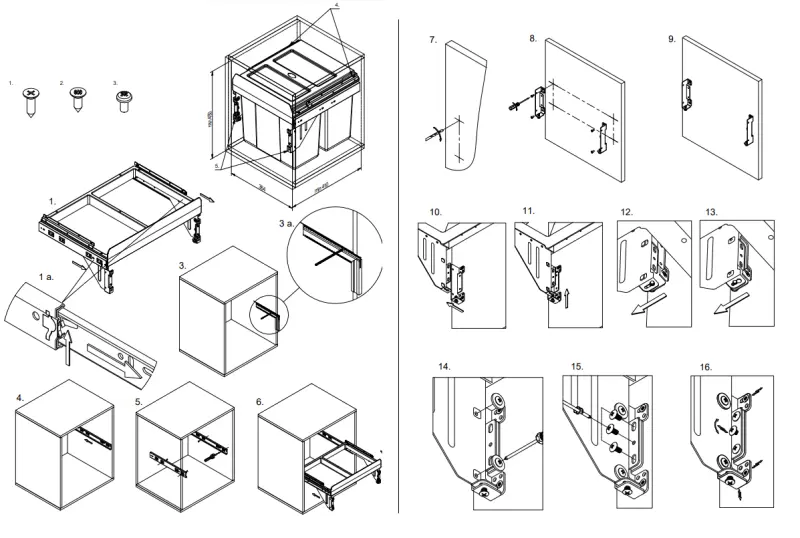 Garbi Carrier C-40-2 Einbau-Abfallsystem mit eigenen Schienen und 2 Abfallbehältern 2 x 16 Liter 1208957462