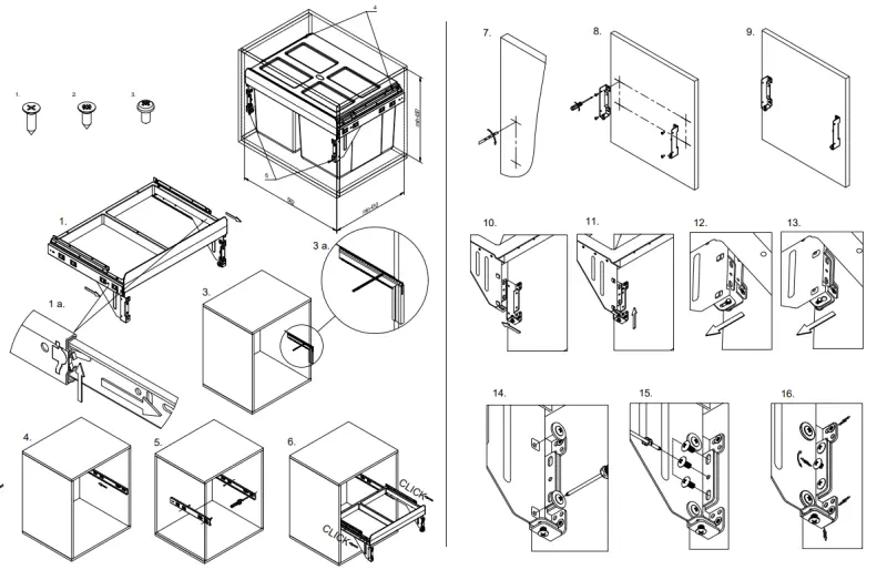 Garbi Carrier C-60-2 Einbau-Abfallsystem mit eigenen Schienen und 2 Abfalleimern 2 x 27 Liter 1208957468