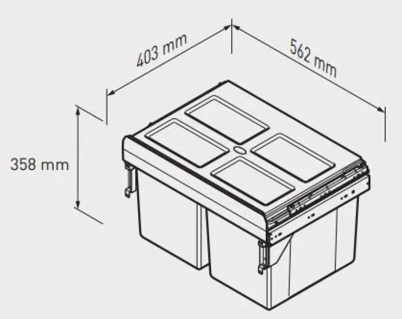 Garbi Carrier C-60-2 Einbau-Abfallsystem mit eigenen Schienen und 2 Abfalleimern 2 x 27 Liter 1208957468