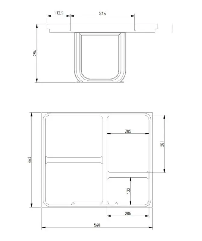 Garbi Basket B-60-4-H Abfallsortiersystem für Schublade 60cm inkl. Halter und 4 Abfalleimern 1208957472