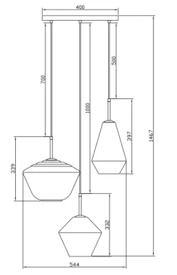 Decor Lime 1467 mm hoch moderne goldene Pendelleuchte mit 3 Lichtquellen 7983