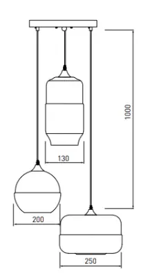 Decor Lender moderne Hängeleuchte aus Metall und Glas mit 3 Lichtquellen 9270
