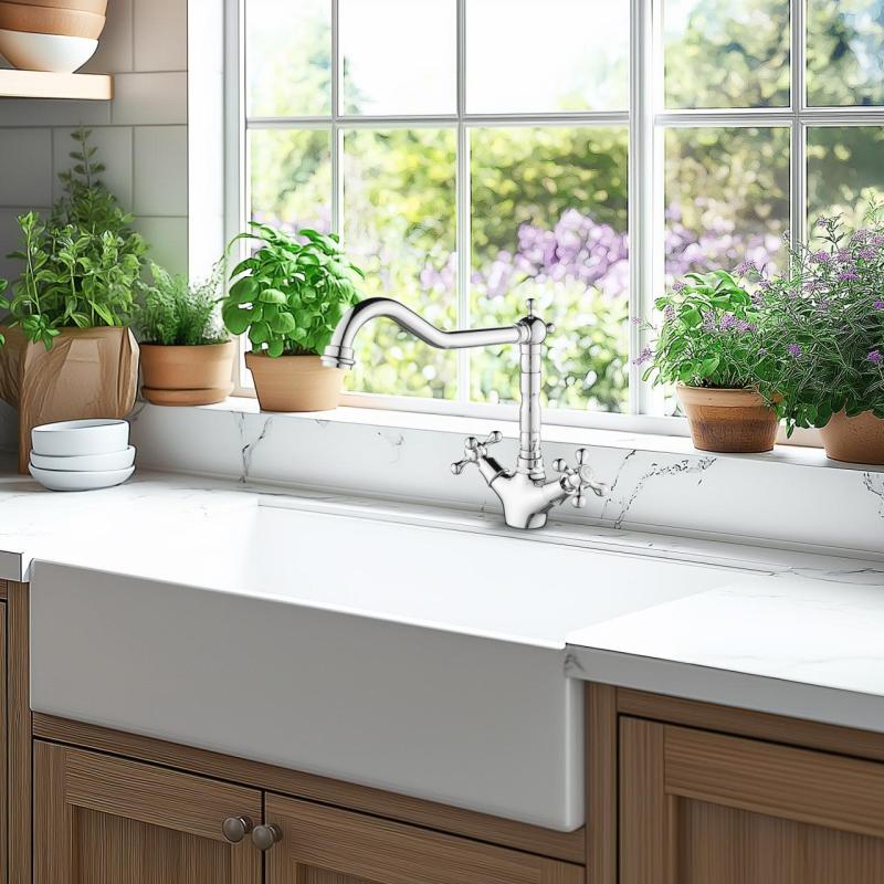 AquaTrimo Windsor klassische Küchenarmatur in Nostalgie-Look, Chrom 21WS7531CM