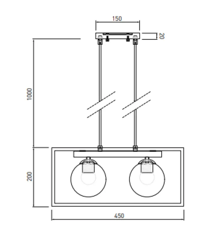 Decor Avelin Pendelleuchte mit rechteckigen Rahmen Gold, Breite 45 cm 2232