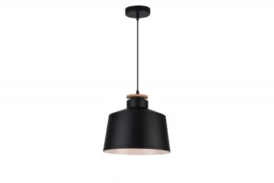 Dekor Margus mattschwarze Metall-Pendelleuchte mit Holzaufsatz 2911
