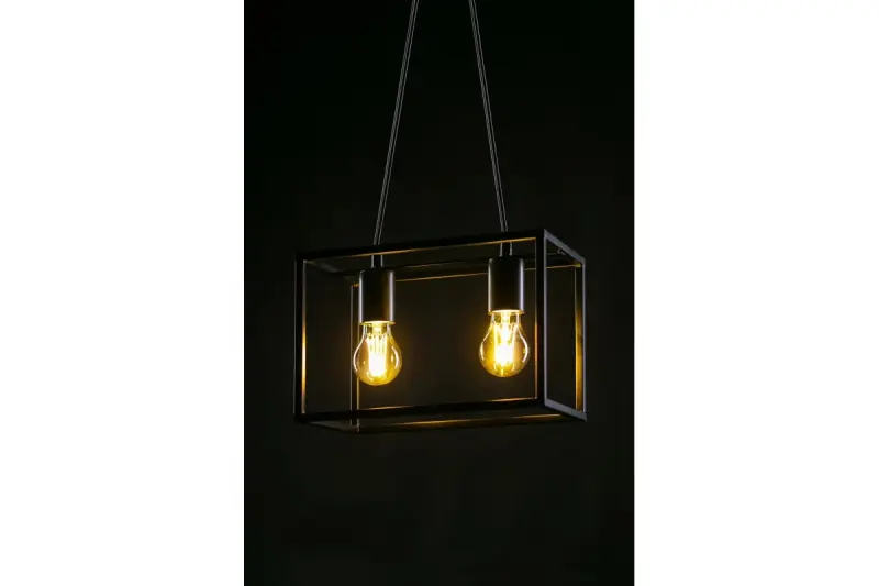 Decor Diu schwarze geometrische Pendelleuchte mit 2 Lichtquellen, Breite 30 cm 3628