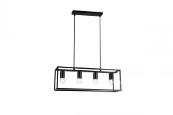 Decor Diu schwarze geometrische Hängeleuchte mit 4 Lichtquellen, Breite 60 cm 3635