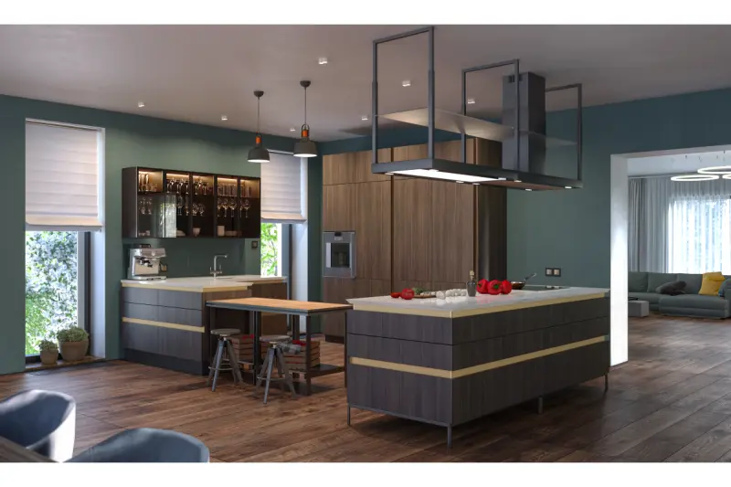 Decor Noor elegante schwarze Pendelleuchte mit Kupferelement 2691