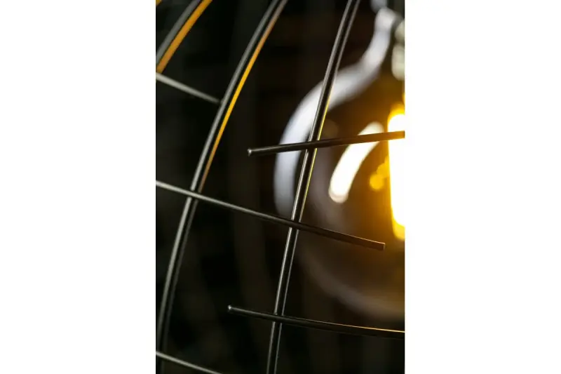 Decor Viela schwarz-goldene Draht-Pendelleuchte aus Metall, Kugelform, Durchmesser 35 cm 6996