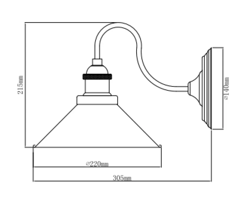 Decor Mani Metall Wandlampe Schwarz-Gold, Durchmesser 22 cm 4052