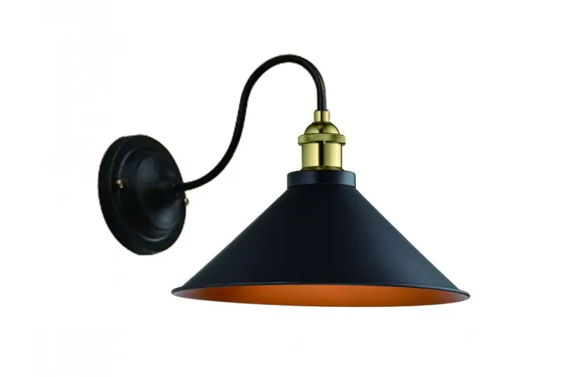 Decor Mani Metall Wandlampe Schwarz-Gold, Durchmesser 22 cm 4052