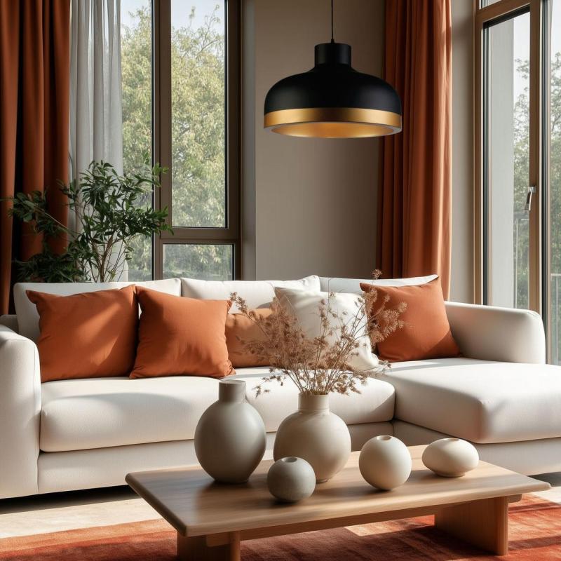 Decor Goldi moderne Pendelleuchte Schwarz-Gold, Durchmesser 42 cm 4113