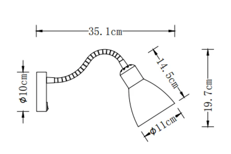 Decor Etore weiße Wandleuchte mit Metallarm, 11 cm Durchmesser 1952