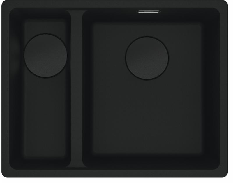Franke Maris MRG 160-34-15 Fragranite Black Edition Mattschwarzes Unterbau-Spülbecken, große Becken rechts