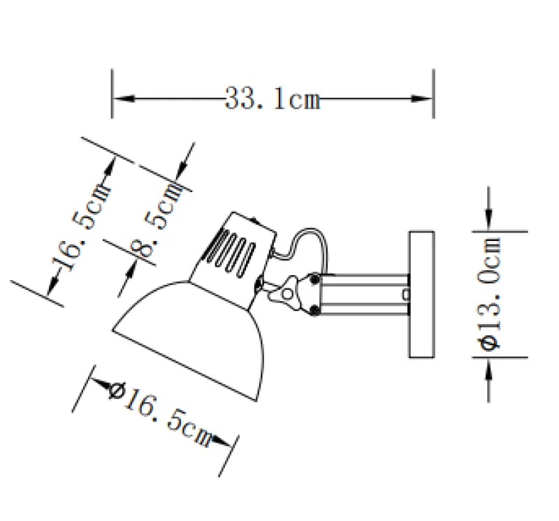 Decor Artemia elegante anthrazitfarbene Wandleuchte mit Metallarm, 16,5 cm Durchmesser 2195