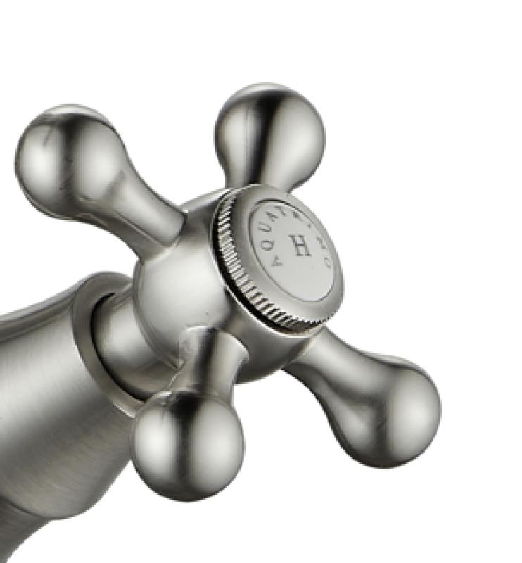 AquaTrimo Windsor 2-Loch-Küchenarmatur mit nostalgischer Brücke und schrägem Auslauf Edelstahl 21WS7653NM