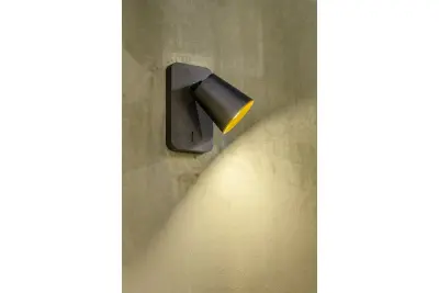 Dekor Elli moderne schwarze Wandleuchte mit Schalter und 1 Leuchtmittel 4533