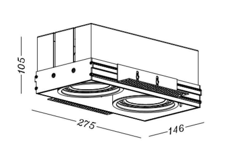 Decor Milo schwarze rahmenlose Deckeneinbauleuchte mit 2 Lichtquellen 4755