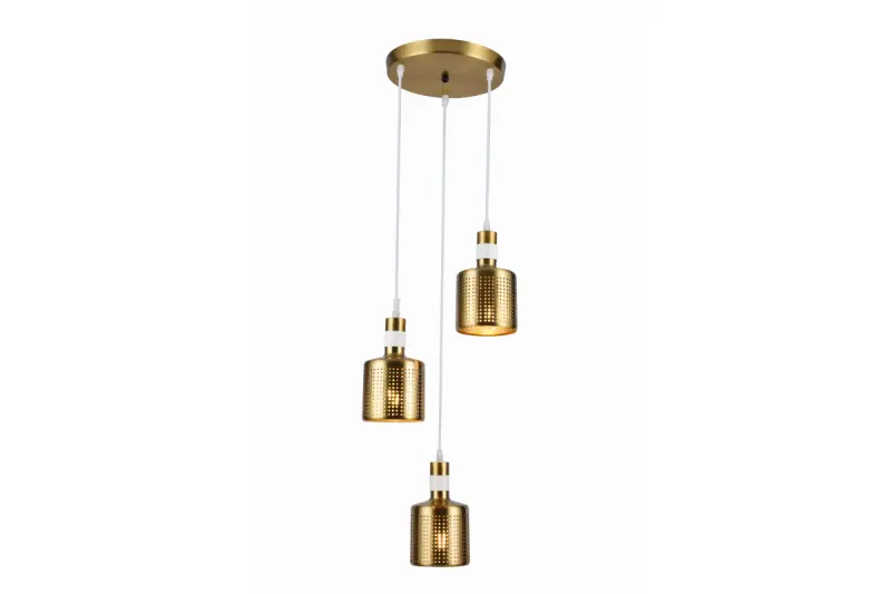 Decor Bellis zylindrische Pendelleuchte Weiß-Gold, mit 3 Lichtquellen 4611