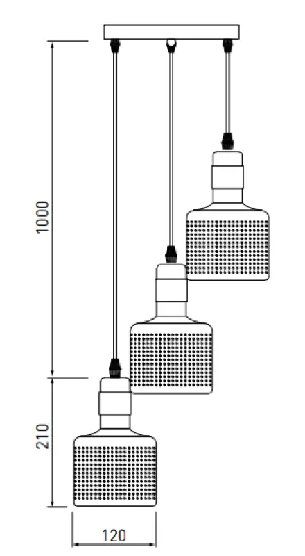 Decor Bellis zylindrische Pendelleuchte Weiß-Gold, mit 3 Lichtquellen 4611