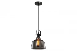 Decor Muscari II schwarze Hängeleuchte mit Lampenschirm aus Rauchglas im Metallic-Design und schwarzer Fassung 3862